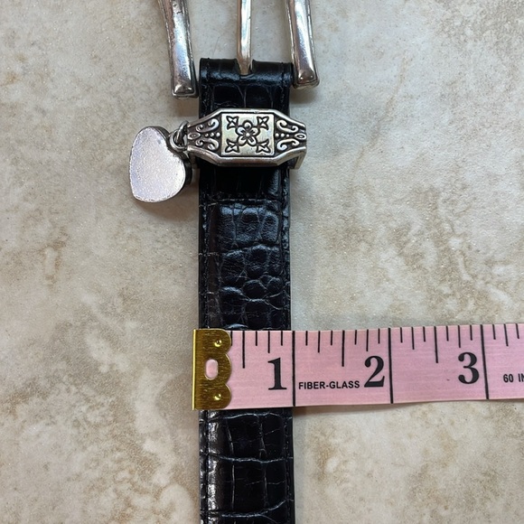 Brighton Women Animal Embossed Leather Belt Western Silver Buckle Black Size M/L - Picture 14 of 16